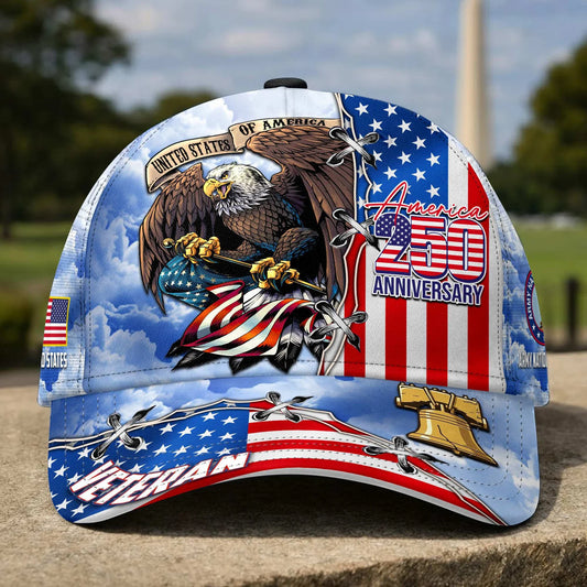 Premium America 250th Anniversary US Veterans Baseball Hats CPVC160301, Gifts For U.S. Veterans, Gifts For Independence Day, Veterans Day.