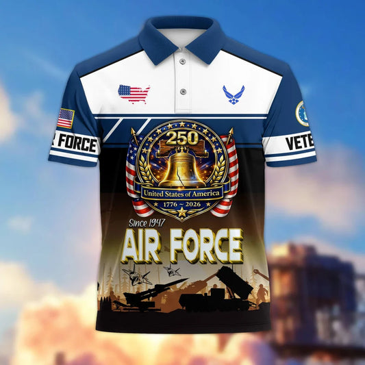Premium America 250th Anniversary US Veteran Polo Shirt ATTN060321, Gifts for U.S. Veterans, Gifts for Independence Day, Veterans Day