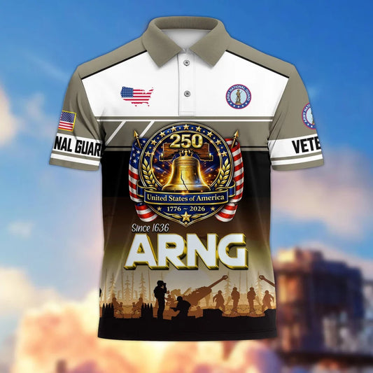 Premium America 250th Anniversary US Veteran Polo Shirt ATTN060321, Gifts for U.S. Veterans, Gifts for Independence Day, Veterans Day